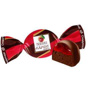 Конфеты глазированные с желейно-сбивными корпусами "Вишня в Париже"