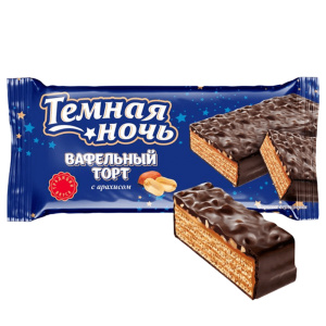 Торт вафельный "Темная ночь" с арахисом 200гр