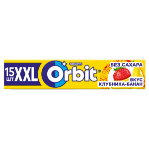 Жевательная резинка без сахара со вкусом клубники и банана "Орбит" XXL 20,4гр/20шт