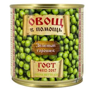 Горошек зеленый "Овощ в помощь" ГОСТ ж/б 420гр
