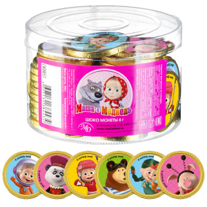 Изделия фигурные из глазури "ШОКО" монеты "Маша и медведь" 6гр