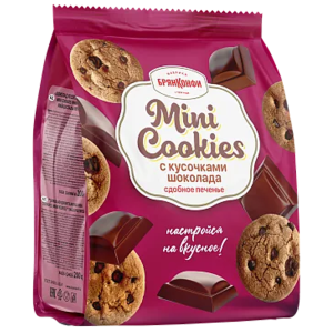 Печенье сдобное "Mini Cookies" X5 (Мини Кукис) с кусочками шоколада 200гр