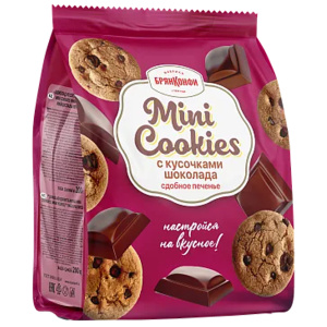Печенье сдобное "Mini Cookies" (Мини Кукис) с кусочками шоколада 200гр