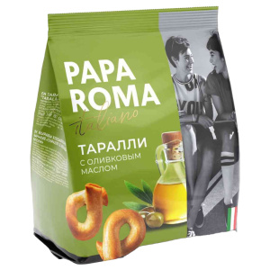 Изделия хлебобулочные бараночные "Таралли с оливковым маслом без сахара" PAPA ROMA (фасовка)