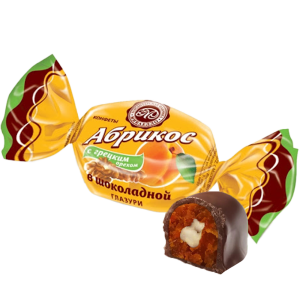 Конфеты глазированные "Абрикос в шоколадной глазури с грецким орехом"