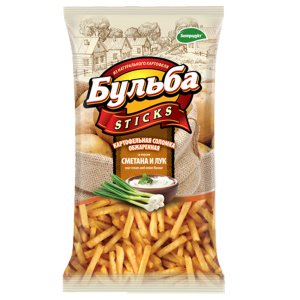 Соломка из цельного картофеля обжаренная "Бульба sticks" со вкусом сметаны и лука 75г
