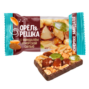 Конфеты Батончики "Орел и Решка" с арахисом, миндалем, морской солью