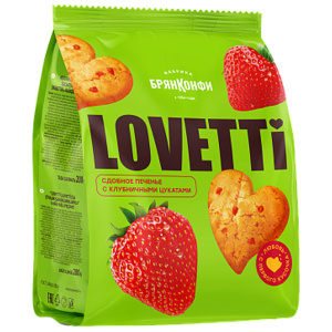 Печенье сдобное "Lovetti (Ловетти) с клубничными цукатами" 200 гр