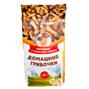 Печенье Домашние грибочки глазированное молочной глазурью 300г