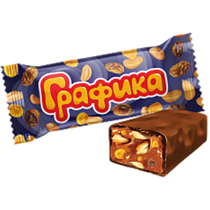 Конфеты грильяжные "Графика" (карамель, арахис, хлопья, изюм, воздушный рис)