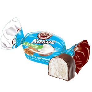 Конфеты глазированные "Кокос в бело-темной шоколадной глазури"