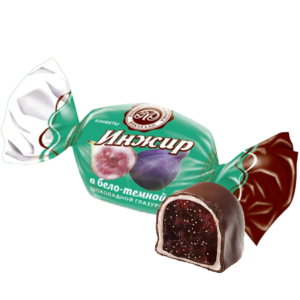 Конфеты глазированные "Инжир в бело-темной шоколадной глазури"