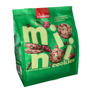 Печенье сдобное "Mini Cookies" Х5 (Мини Кукис) с шоколадом и вишневыми цукатами 200гр