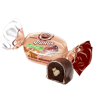 Конфеты "Финик с грецким орехом в бело-темной шоколадной глазури"