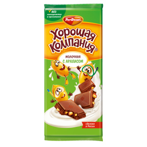 Кондитерская плитка «Хорошая компания» молочная с арахисом 80гр