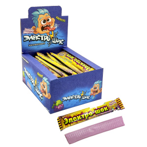 Жевательная конфета с начинкой с ароматом винограда "ЭЛЕКТРОШОК" 20гр