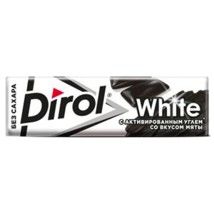 Жевательная резинка без сахара Дирол white с углем растительным и вкусом мяты