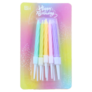 Свечи в торт яркие с подставкой 10шт/10упак. 7см, разноцветные
