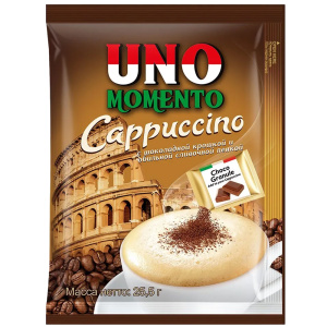 Растворимый кофейный напиток КАПУЧИНО с шоколадной крошкой Uno Momento 25,5гр