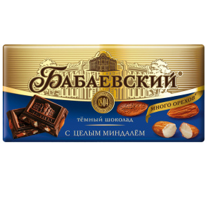 ШОКОЛАД "Бабаевский" темный с целым миндалем ФАС 90г/16 шт (Бабаевский) 