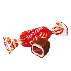 Карамель глазированная шоколадной глазурью с ликёрной начинкой "Москвичка" вес 1 кг