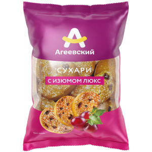 Изделия хлебобулочные сухарные Сухари "Агеевские с изюмом люкс" 250гр