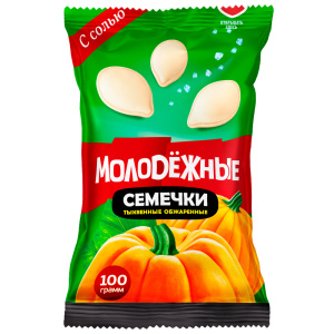 Семечки тыквы обжаренные "Молодежные" неочищенные с солью 100гр