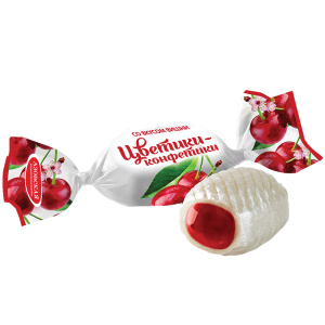 Карамель с фруктовой начинкой со вкусом ВИШНИ "Цветики-конфетики"