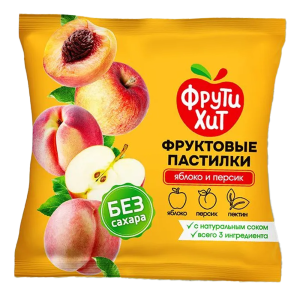 Мармелад фруктовый жевательный "Косички из яблок и персиков" 45гр