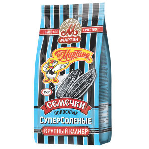 Семечки "ОТ МАРТИНА" премиум "ПОЛОСАТЫЕ" отборные обжаренные с солью 150гр
